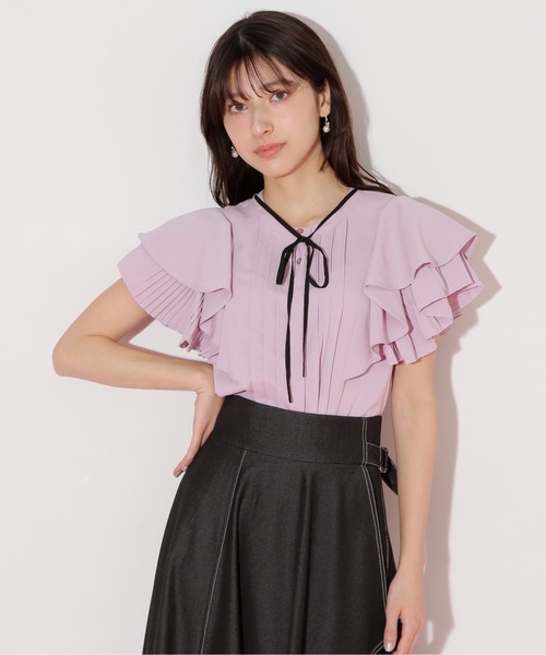 JILL by JILL STUART（ジルバイジルスチュアート）の「◇フロントタックフレアスリーブブラウス（シャツ/ブラウス・レディース・ブルー/ホワイト/ピンク・FREE）」の13枚目の写真