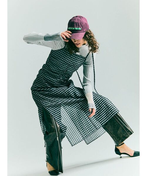 :ETHROF(イーサオブ)の「CHECK SHEER LAYERED ONEPIECE(ワンピース・レディース・ホワイト/ブラック・MEDIUM)」の15枚目の写真