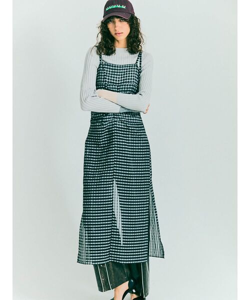 :ETHROF(イーサオブ)の「CHECK SHEER LAYERED ONEPIECE(ワンピース・レディース・ホワイト/ブラック・MEDIUM)」の13枚目の写真