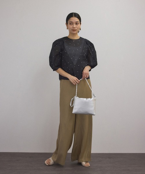 WEB限定】ラメドット刺繍コットンシアーブラウス（シャツ