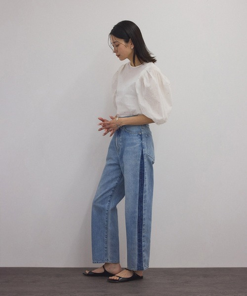 SALON adam et rope'（サロン アダム エ ロペ）の「【WEB限定】ラメドット刺繍ボリュームスリーブブラウス（シャツ/ブラウス・レディース・ブラック/ホワイト・FREE）」の19枚目の写真