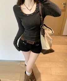 MEMECLE（メメクル）の「【 MEMECLE   メメクル 】スタッズ クルーネックカットソー（Tシャツ/カットソー）」