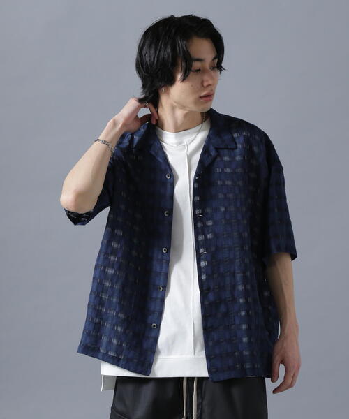 DANKE SCHON(ダンケシェーン)の「DankeSchon/ダンケシェーン/SHEER CHECK JQ S/S SHIRTS(シャツ/ブラウス・レディース・ネイビー/ブラック・F)」の1枚目の写真
