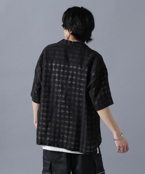 DANKE SCHON(ダンケシェーン)の「DankeSchon/ダンケシェーン/SHEER CHECK JQ S/S SHIRTS(シャツ/ブラウス・レディース・ネイビー/ブラック・F)」の4枚目の写真