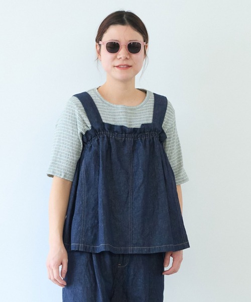 yuni（ユニ ）の「コットンリネンデニム ビスチェ（シャツ