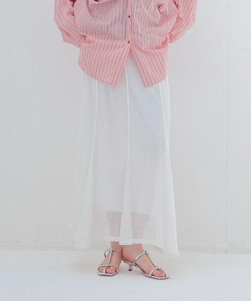 DRESSLAVE（ドレスレイブ）の「gauze linen panel skirt(ガーゼリネンパネルスカート)（スカート・レディース・ブラック/ホワイト・38）」の2枚目の写真