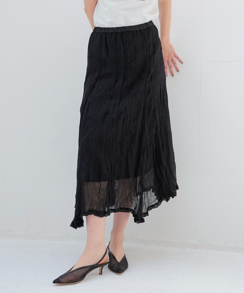 DRESSLAVE（ドレスレイブ）の「gauze linen panel skirt(ガーゼリネンパネルスカート)（スカート・レディース・ブラック/ホワイト・38）」の3枚目の写真