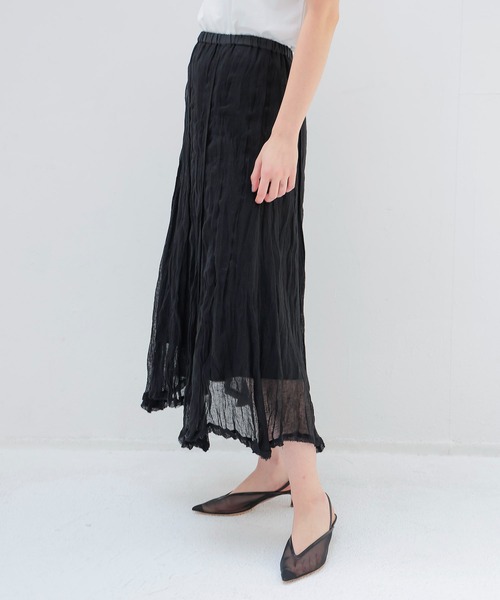 DRESSLAVE（ドレスレイブ）の「gauze linen panel skirt(ガーゼリネンパネルスカート)（スカート・レディース・ブラック/ホワイト・38）」の4枚目の写真