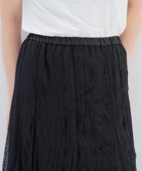 DRESSLAVE（ドレスレイブ）の「gauze linen panel skirt(ガーゼリネンパネルスカート)（スカート・レディース・ブラック/ホワイト・38）」の5枚目の写真