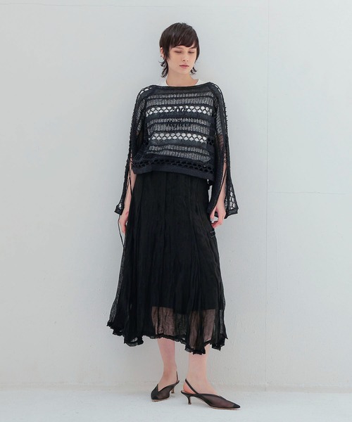 DRESSLAVE（ドレスレイブ）の「gauze linen panel skirt(ガーゼリネンパネルスカート)（スカート・レディース・ブラック/ホワイト・38）」の10枚目の写真