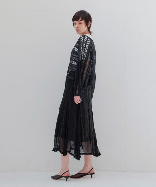 DRESSLAVE（ドレスレイブ）の「gauze linen panel skirt(ガーゼリネンパネルスカート)（スカート・レディース・ブラック/ホワイト・38）」の11枚目の写真
