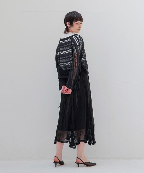 DRESSLAVE（ドレスレイブ）の「gauze linen panel skirt(ガーゼリネンパネルスカート)（スカート・レディース・ブラック/ホワイト・38）」の12枚目の写真