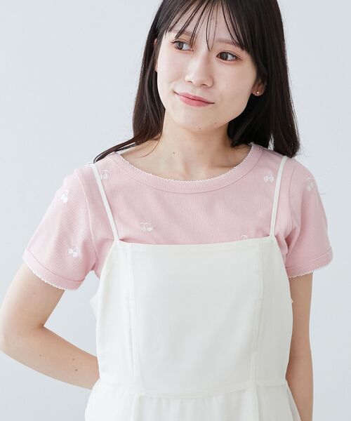 MAJESTIC LEGON（マジェスティックレゴン）の「ガーリーモチーフエンブロイダリーT（Tシャツ/カットソー・レディース・ピンク系その他2/ホワイト系その他2/ブラック系その他/ホワイト系その他・MEDIUM）」の22枚目の写真