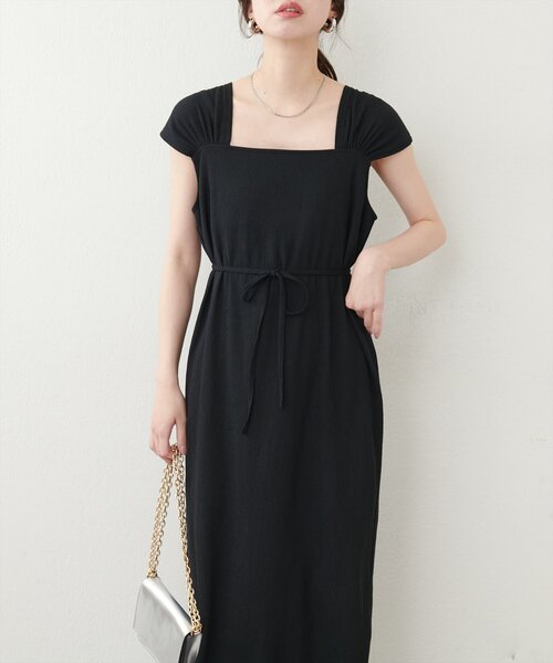 natural couture(ナチュラルクチュール)の「リボンベルト付きワンピース(ワンピース・レディース・ブラック系その他/レッド系その他/ブルー/ブラック・FREE)」の7枚目の写真