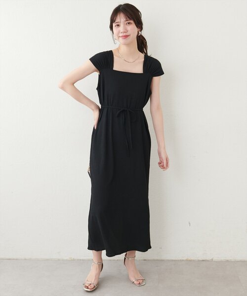 natural couture(ナチュラルクチュール)の「リボンベルト付きワンピース(ワンピース・レディース・ブラック系その他/レッド系その他/ブルー/ブラック・FREE)」の10枚目の写真