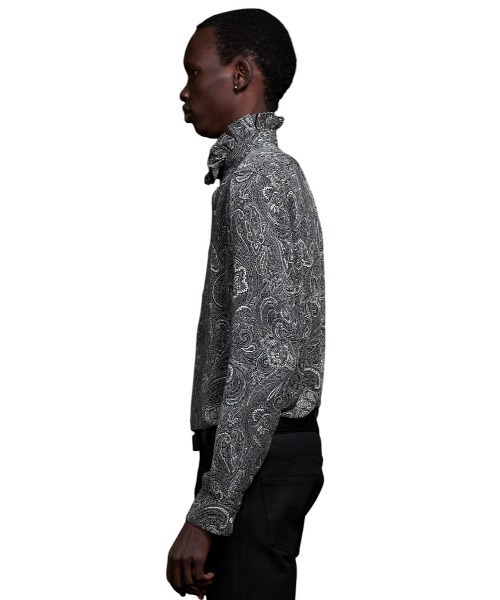GalaabenD（ガラアーベント）の「Matte Paisley Hi Neck Frill Shirt マットペイズリーハイネックフリルネックシャツ（シャツ/ブラウス・メンズ・ブラック/ホワイト・44/46/48）」の4枚目の写真