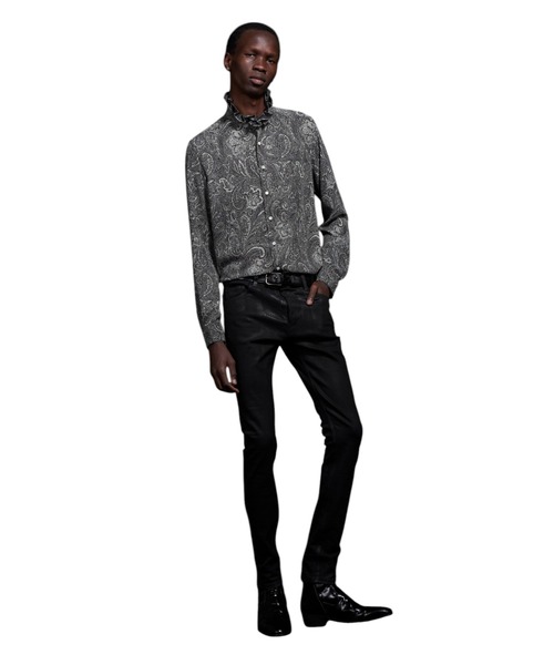 GalaabenD（ガラアーベント）の「Matte Paisley Hi Neck Frill Shirt マットペイズリーハイネックフリルネックシャツ（シャツ/ブラウス・メンズ・ブラック/ホワイト・44/46/48）」の6枚目の写真