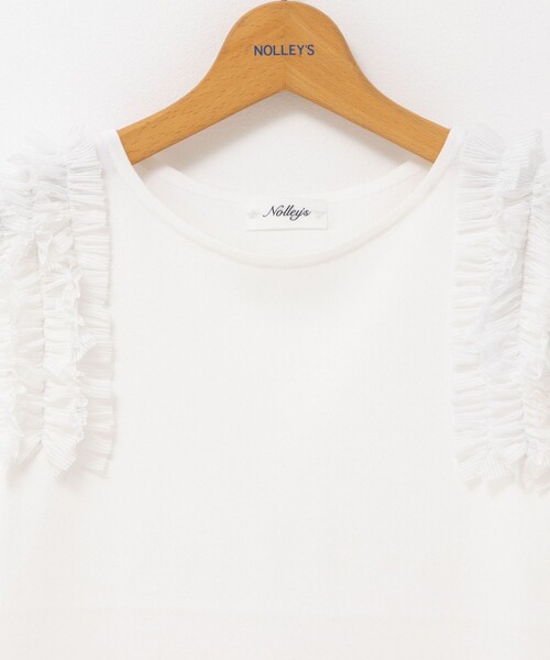 NOLLEY’S（ノーリーズ）の「【PR阿部☆別注】《手洗い可能》肩フリルノースリーブプルオーバーニット（ニット/セーター・レディース・ブラック/オフホワイト/グレイッシュベージュ・38）」の11枚目の写真