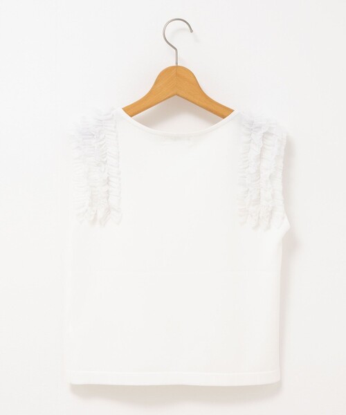 NOLLEY’S（ノーリーズ）の「【PR阿部☆別注】《手洗い可能》肩フリルノースリーブプルオーバーニット（ニット/セーター・レディース・ブラック/オフホワイト/グレイッシュベージュ・38）」の8枚目の写真