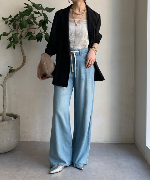 DouDou（ドゥドゥ）の「強撚シアーダブルジャケット（テーラードジャケット・レディース・ベージュ/ネイビー/ブラック・FREE）」の11枚目の写真