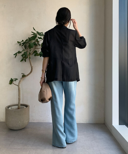 DouDou（ドゥドゥ）の「強撚シアーダブルジャケット（テーラードジャケット・レディース・ベージュ/ネイビー/ブラック・FREE）」の13枚目の写真