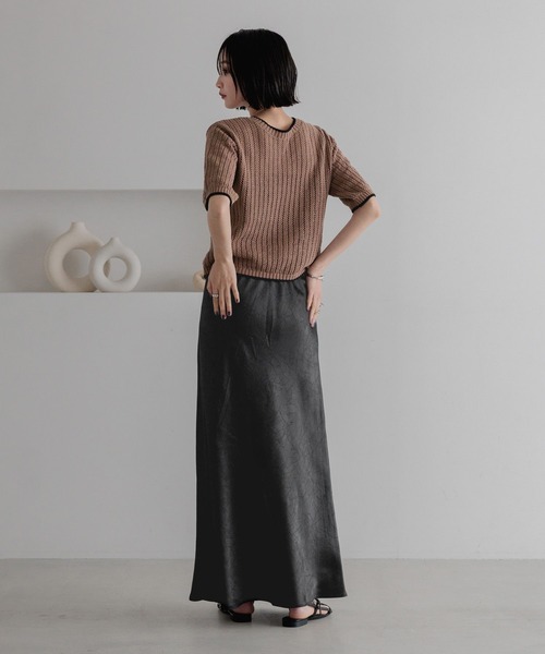 LOWRYS FARM（ローリーズファーム）の「メッシュ２ＷＡＹプルオーバー５Ｓ　 325581（ニット/セーター・レディース・ネイビー/ブラウン/アイボリー・FREE）」の8枚目の写真