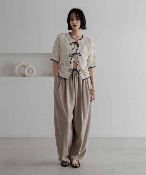 LOWRYS FARM（ローリーズファーム）の「メッシュ２ＷＡＹプルオーバー５Ｓ　 325581（ニット/セーター・レディース・ネイビー/ブラウン/アイボリー・FREE）」の5枚目の写真