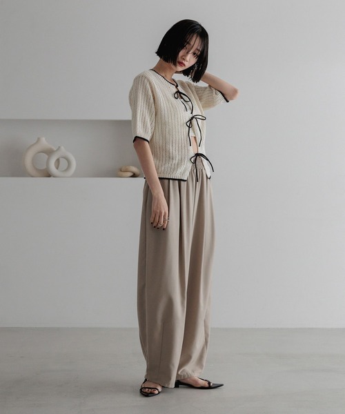 LOWRYS FARM（ローリーズファーム）の「メッシュ２ＷＡＹプルオーバー５Ｓ　 325581（ニット/セーター・レディース・ネイビー/ブラウン/アイボリー・FREE）」の4枚目の写真