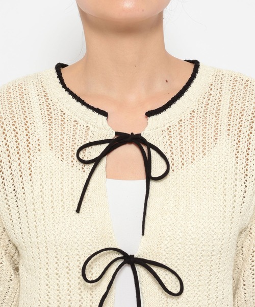 LOWRYS FARM（ローリーズファーム）の「メッシュ２ＷＡＹプルオーバー５Ｓ　 325581（ニット/セーター・レディース・ネイビー/ブラウン/アイボリー・FREE）」の21枚目の写真