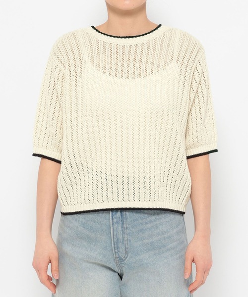 LOWRYS FARM（ローリーズファーム）の「メッシュ２ＷＡＹプルオーバー５Ｓ　 325581（ニット/セーター・レディース・ネイビー/ブラウン/アイボリー・FREE）」の17枚目の写真