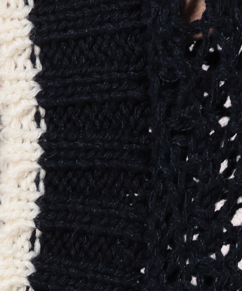 LOWRYS FARM（ローリーズファーム）の「メッシュ２ＷＡＹプルオーバー５Ｓ　 325581（ニット/セーター・レディース・ネイビー/ブラウン/アイボリー・FREE）」の13枚目の写真