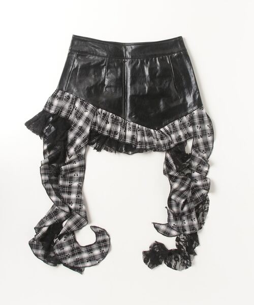 .KOM（ドットコム）の「『.KOM/ドットケーオーエム』チェックレイヤードスカート【Y】【CN】（スカート・レディース・ブラック×ホワイト/ブラック×レッド・L/M/S）」の3枚目の写真