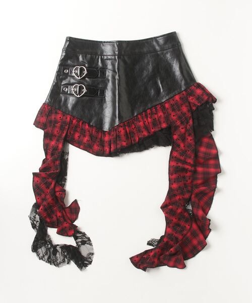.KOM（ドットコム）の「『.KOM/ドットケーオーエム』チェックレイヤードスカート【Y】【CN】（スカート・レディース・ブラック×ホワイト/ブラック×レッド・L/M/S）」の4枚目の写真