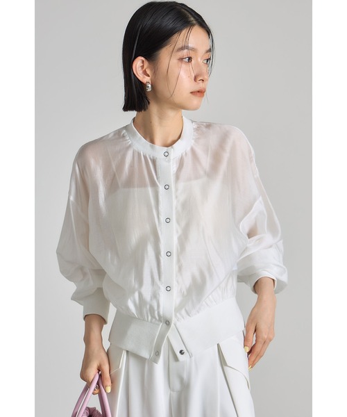 &. NOSTALGIA(アンドドットノスタルジア)の「シアーブルゾン(テーラードジャケット・レディース・イエロー/ブルー/ブラック/ホワイト/アイボリー/グレイッシュブルー/ブラウン・M)」の3枚目の写真