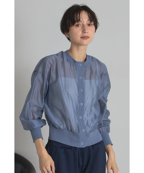 &. NOSTALGIA(アンドドットノスタルジア)の「シアーブルゾン(テーラードジャケット・レディース・イエロー/ブルー/ブラック/ホワイト/アイボリー/グレイッシュブルー/ブラウン・M)」の6枚目の写真