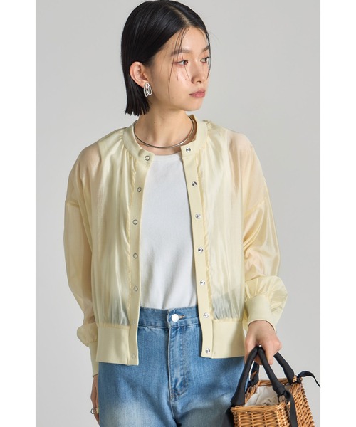 &. NOSTALGIA(アンドドットノスタルジア)の「シアーブルゾン(テーラードジャケット・レディース・イエロー/ブルー/ブラック/ホワイト/アイボリー/グレイッシュブルー/ブラウン・M)」の7枚目の写真