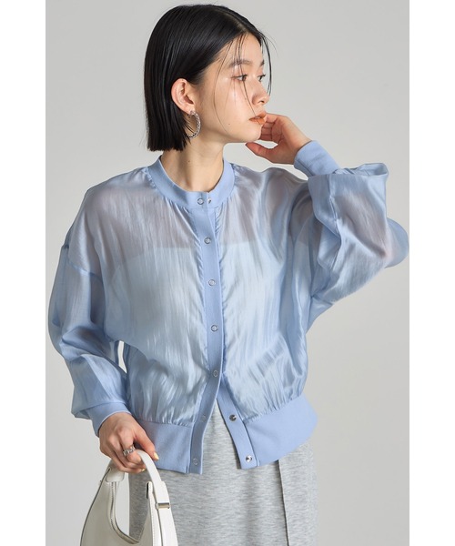 &. NOSTALGIA(アンドドットノスタルジア)の「シアーブルゾン(テーラードジャケット・レディース・イエロー/ブルー/ブラック/ホワイト/アイボリー/グレイッシュブルー/ブラウン・M)」の2枚目の写真