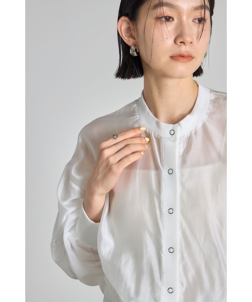 &. NOSTALGIA(アンドドットノスタルジア)の「シアーブルゾン(テーラードジャケット・レディース・イエロー/ブルー/ブラック/ホワイト/アイボリー/グレイッシュブルー/ブラウン・M)」の9枚目の写真