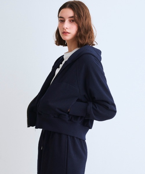 three dots フード付　パーカー　スリークテリー ジップアップフーディ Organic cotton knit zip hoody｜スリードッツ オフィシャル