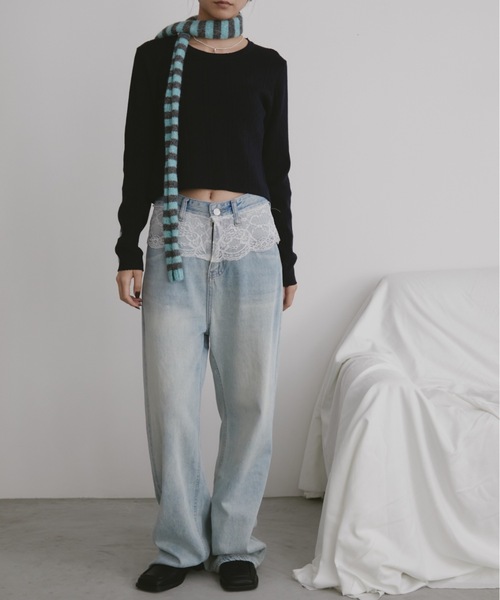duei（デュイ）の「レースデザインデニムパンツ（デニムパンツ・レディース・ブルー・FREE）」の8枚目の写真