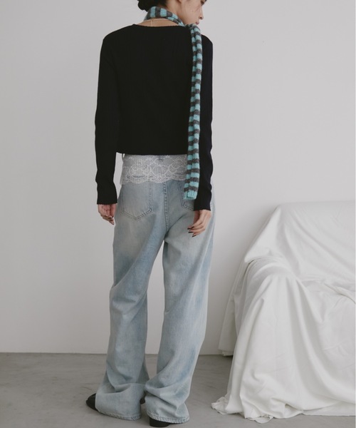 duei（デュイ）の「レースデザインデニムパンツ（デニムパンツ・レディース・ブルー・FREE）」の6枚目の写真