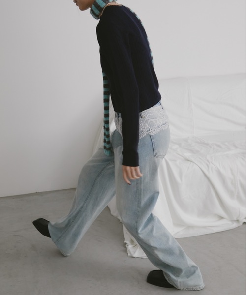 duei（デュイ）の「レースデザインデニムパンツ（デニムパンツ・レディース・ブルー・FREE）」の5枚目の写真