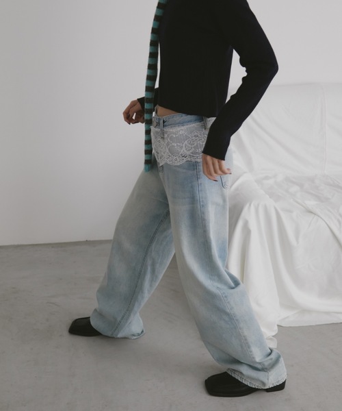 duei（デュイ）の「レースデザインデニムパンツ（デニムパンツ・レディース・ブルー・FREE）」の4枚目の写真