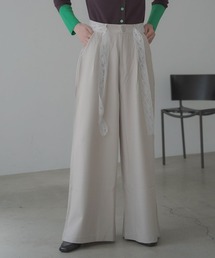 Lace strings 2-tuck wide slacks pants / レースストリングス2タックワイドスラックスパンツ