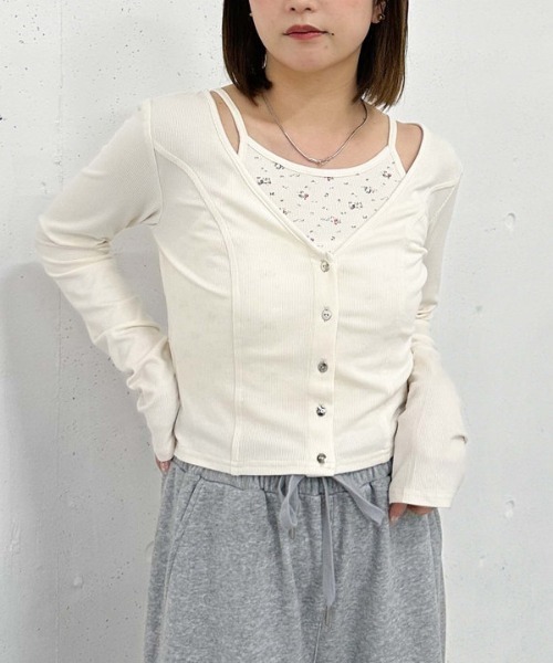 archives（アルシーヴ）の「花柄アメスリカットアンサンブル（アンサンブル・レディース・オフホワイト/グレー/ブルー/ネイビー・MEDIUM）」の2枚目の写真