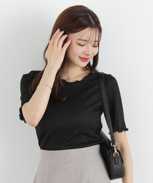 PROPORTION BODY DRESSING（プロポーションボディドレッシング）の「ラメリブカットソー / 1215160601（Tシャツ/カットソー・レディース・ブラック/ライトグリーン/シルバー/ピンク・MEDIUM/SMALL）」の9枚目の写真