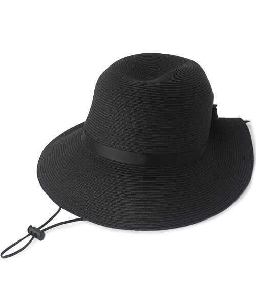 SHOO・LA・RUE(シューラルー)の「【UV】リボン付きブレードキャペリンハット【サイズ調整/あご紐付き】(ハット・レディース・ブラック/ライトベージュ/グレー/キャメル・00)」の1枚目の写真