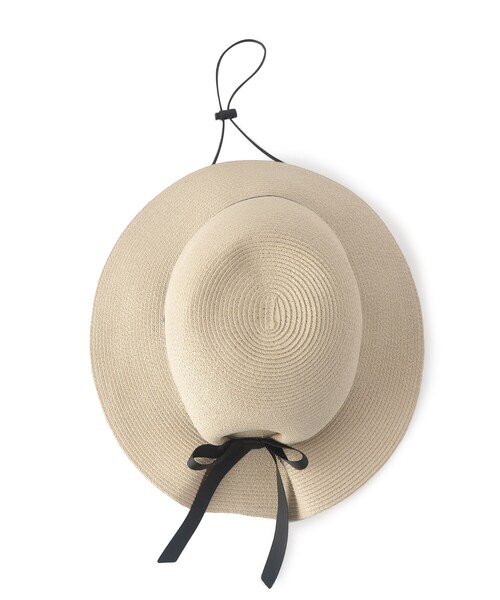 SHOO・LA・RUE(シューラルー)の「【UV】リボン付きブレードキャペリンハット【サイズ調整/あご紐付き】(ハット・レディース・ブラック/ライトベージュ/グレー/キャメル・00)」の7枚目の写真