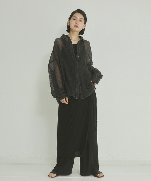 ブラウス シャツ ラメメッシュ ルーズシャツ レディース セール】ラメメッシュ ルーズシャツ（シャツ/ブラウス）｜hunch