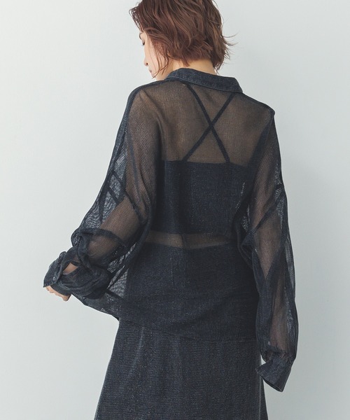 ブラウス シャツ ラメメッシュ ルーズシャツ レディース セール】ラメメッシュ ルーズシャツ（シャツ/ブラウス）｜hunch